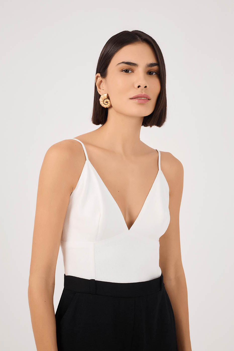 Black and White Linen Tailored Jumpsuit