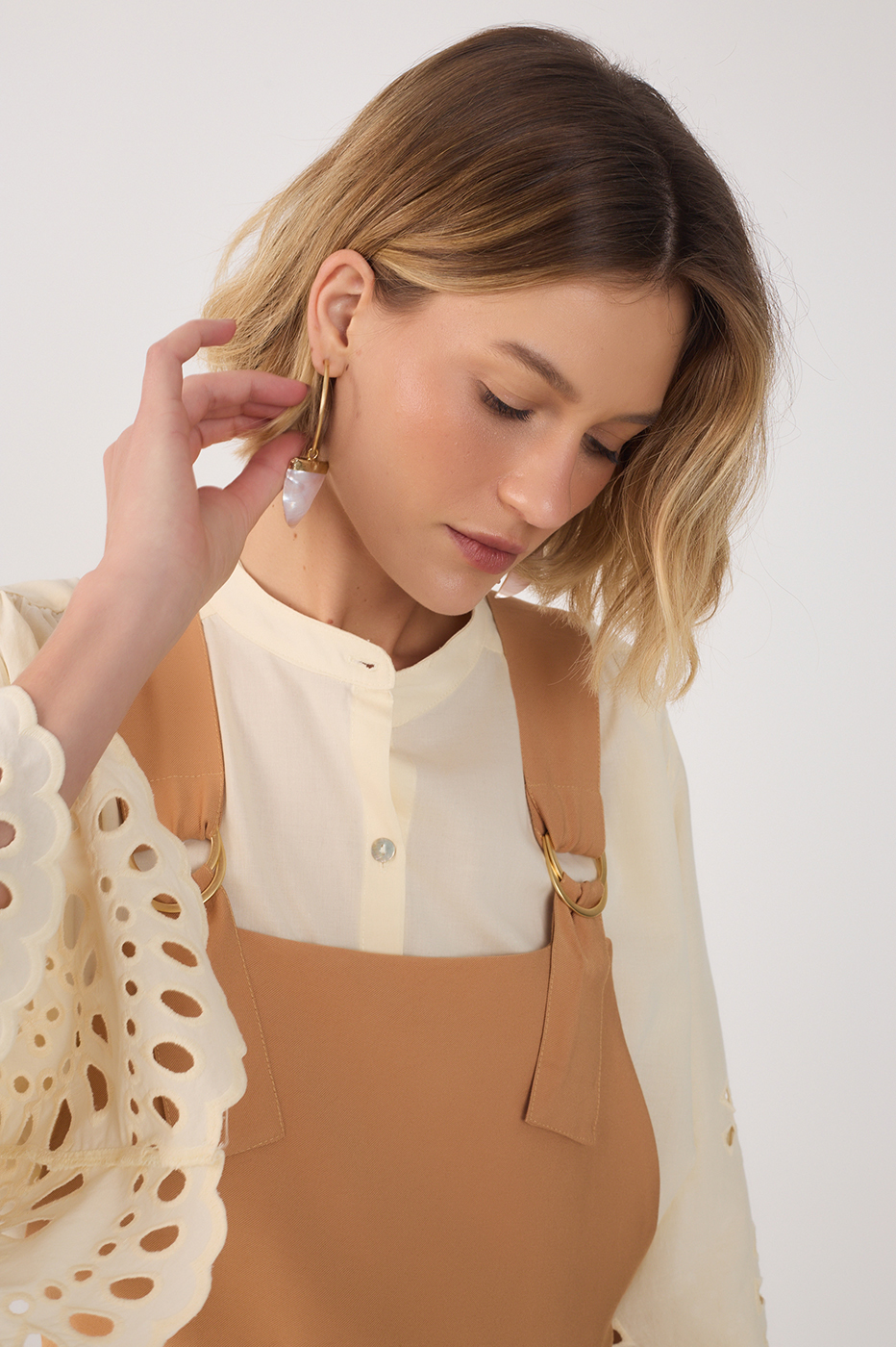 Beige Buckled Ties Pockets Jumpsuit