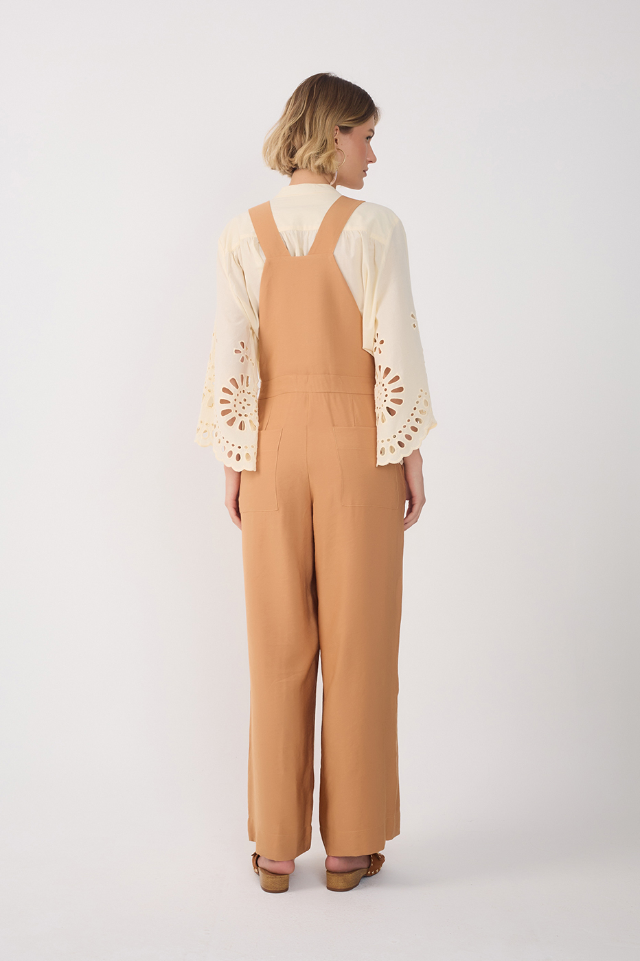Beige Buckled Ties Pockets Jumpsuit