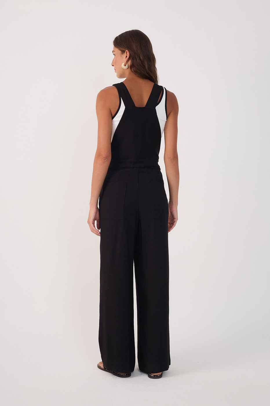 Black Buckled Ties Pockets Jumpsuit