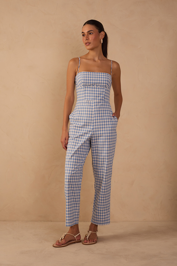 Vichy Cotton-Stretch Jumpsuit