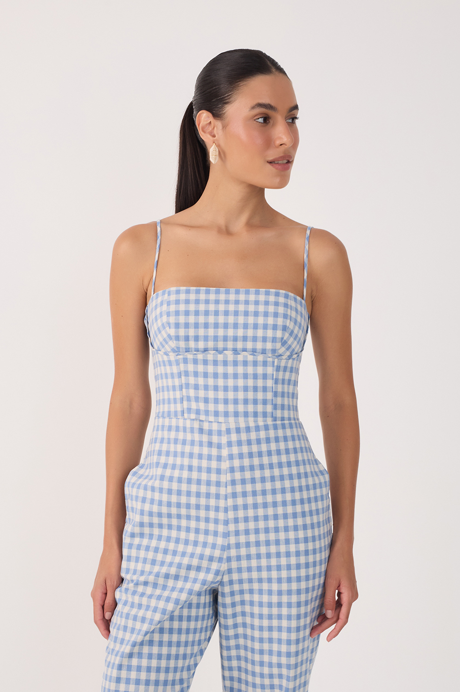 Vichy Cotton-Stretch Jumpsuit