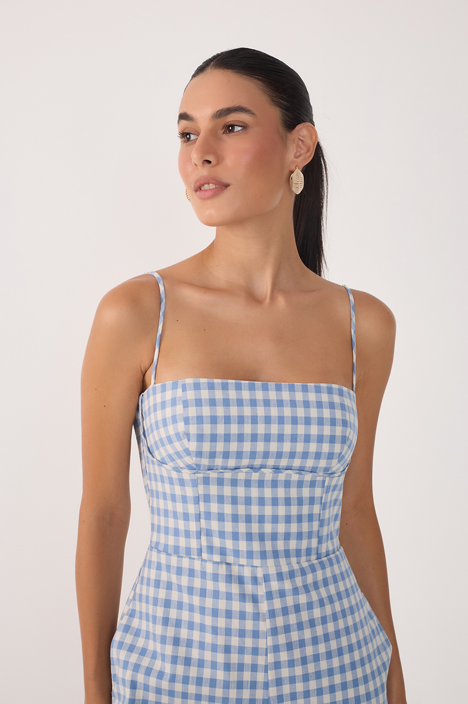 Vichy Cotton-Stretch Jumpsuit