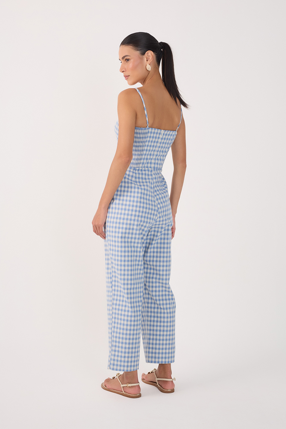 Vichy Cotton-Stretch Jumpsuit