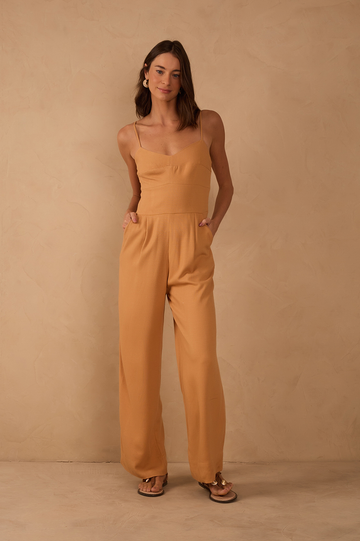 Smocked-Back Jumpsuit