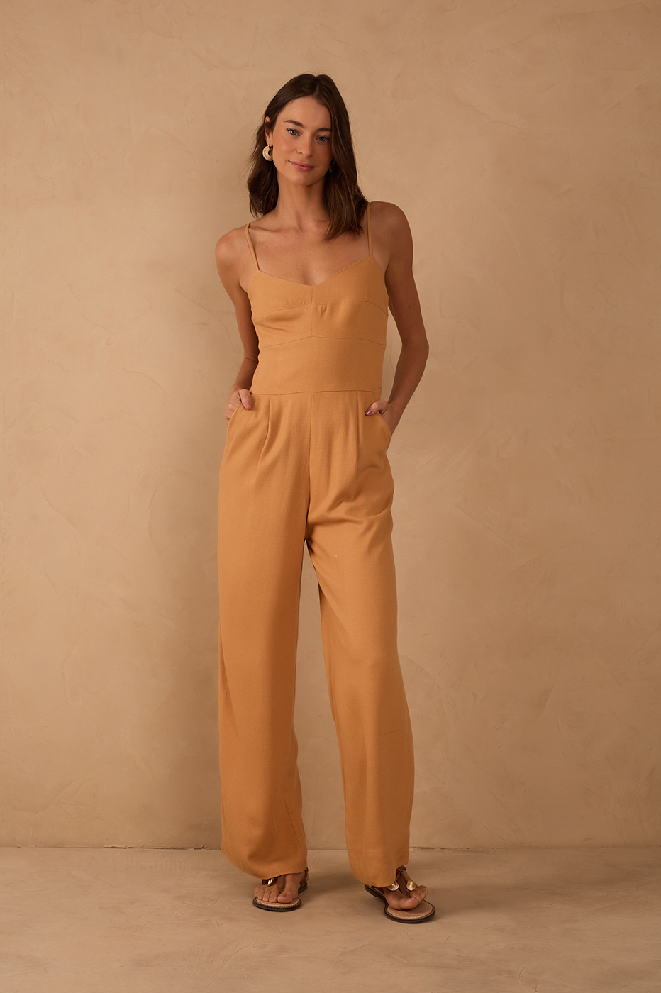 Smocked-Back Jumpsuit