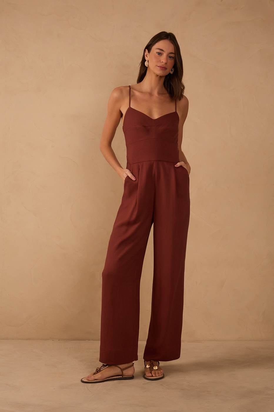 Smocked-Back Jumpsuit