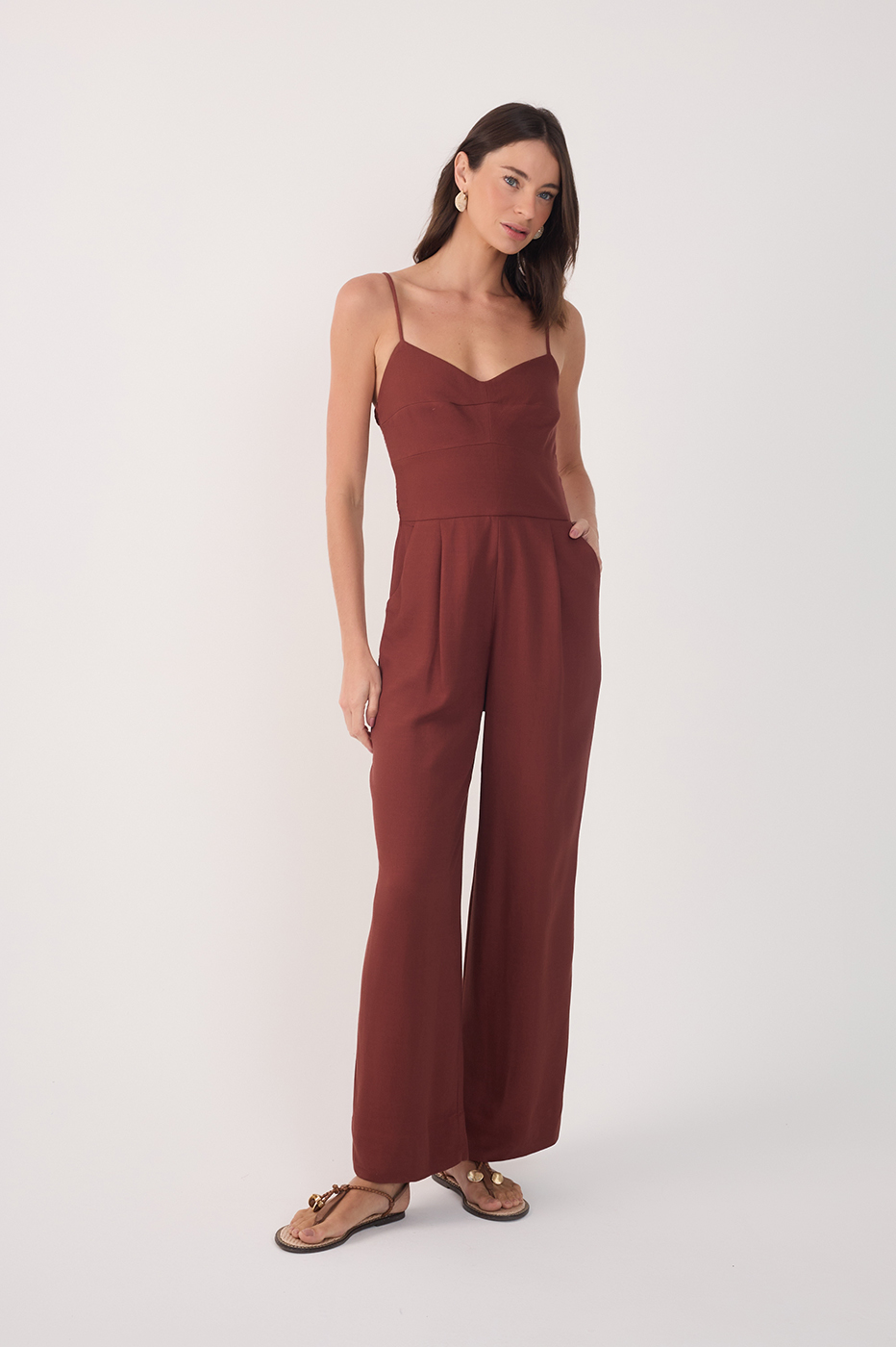 Smocked-Back Jumpsuit