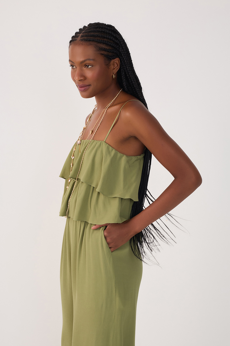 Crepe Ruffled Jumpsuit