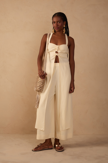 Linen Overlay Jumpsuit