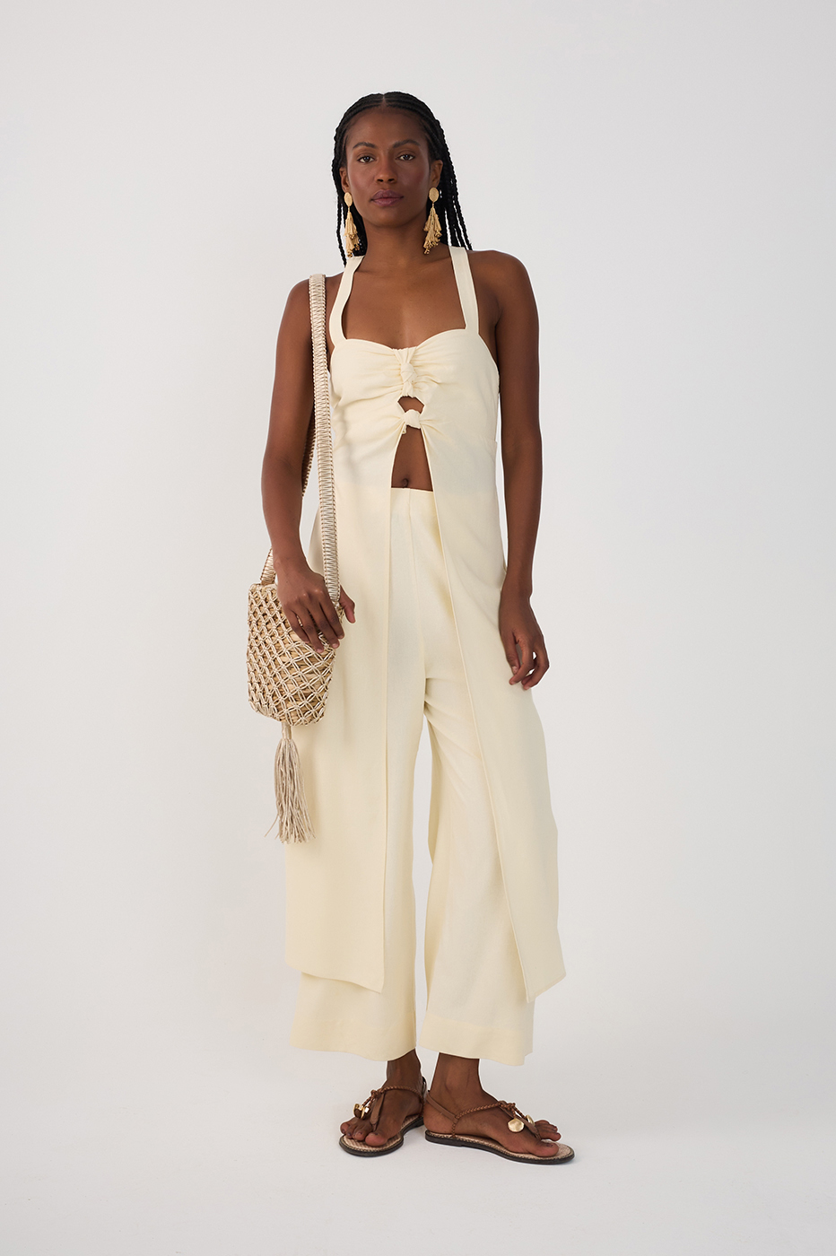 Linen Overlay Jumpsuit