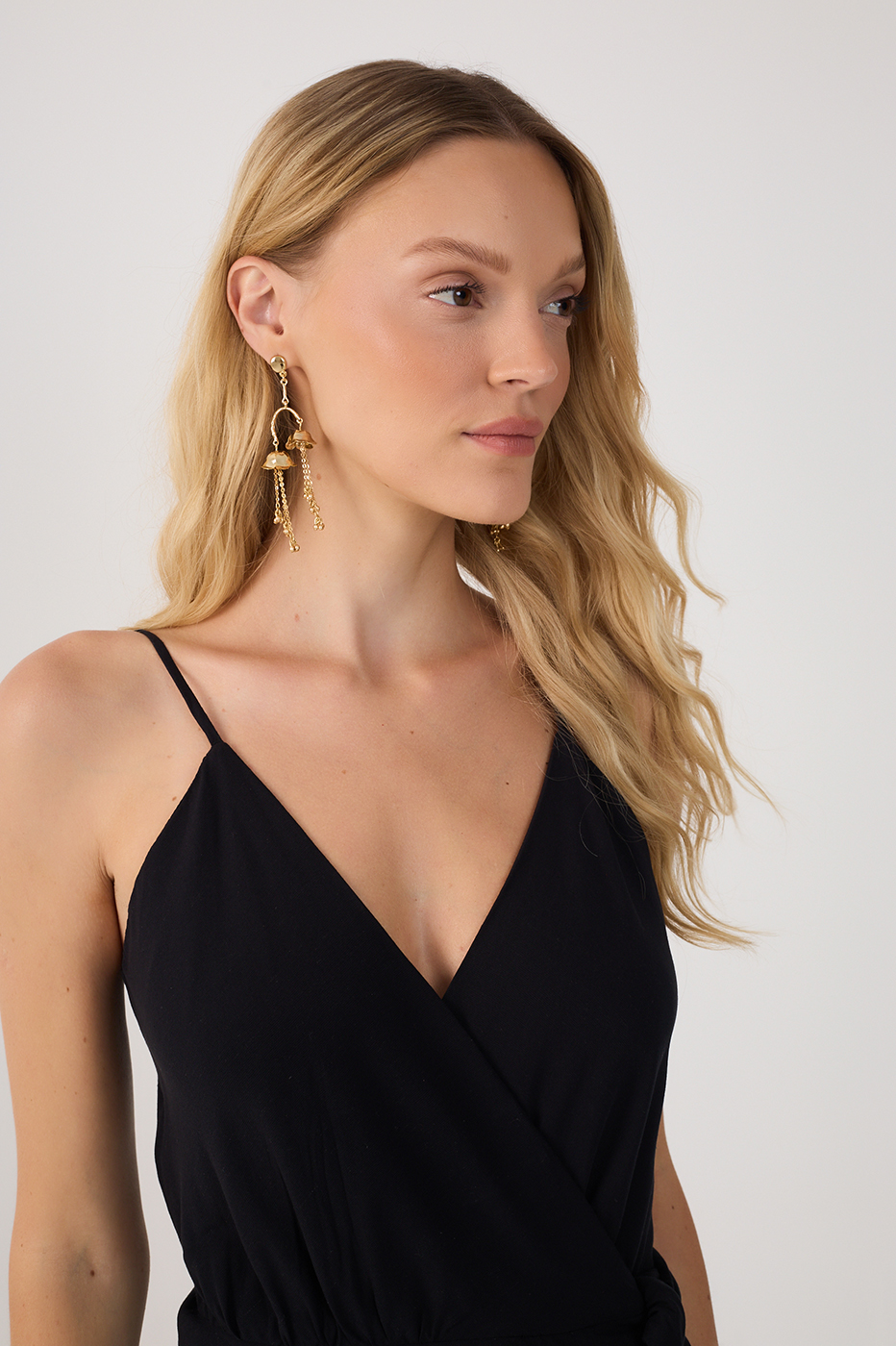 Black V Neck Side Ties Linen Wrap Jumpsuit