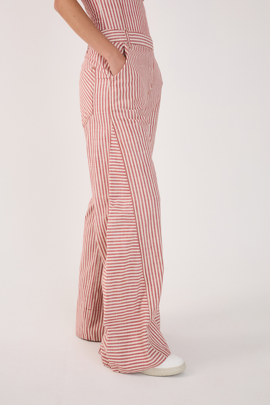 Red Stripes Removable Straps Jumpsuit