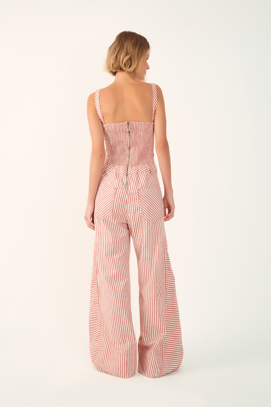 Red Stripes Removable Straps Jumpsuit