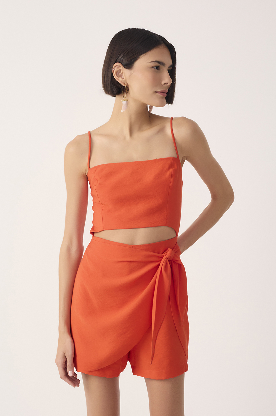 Red Cut-Out Side Tie Romper