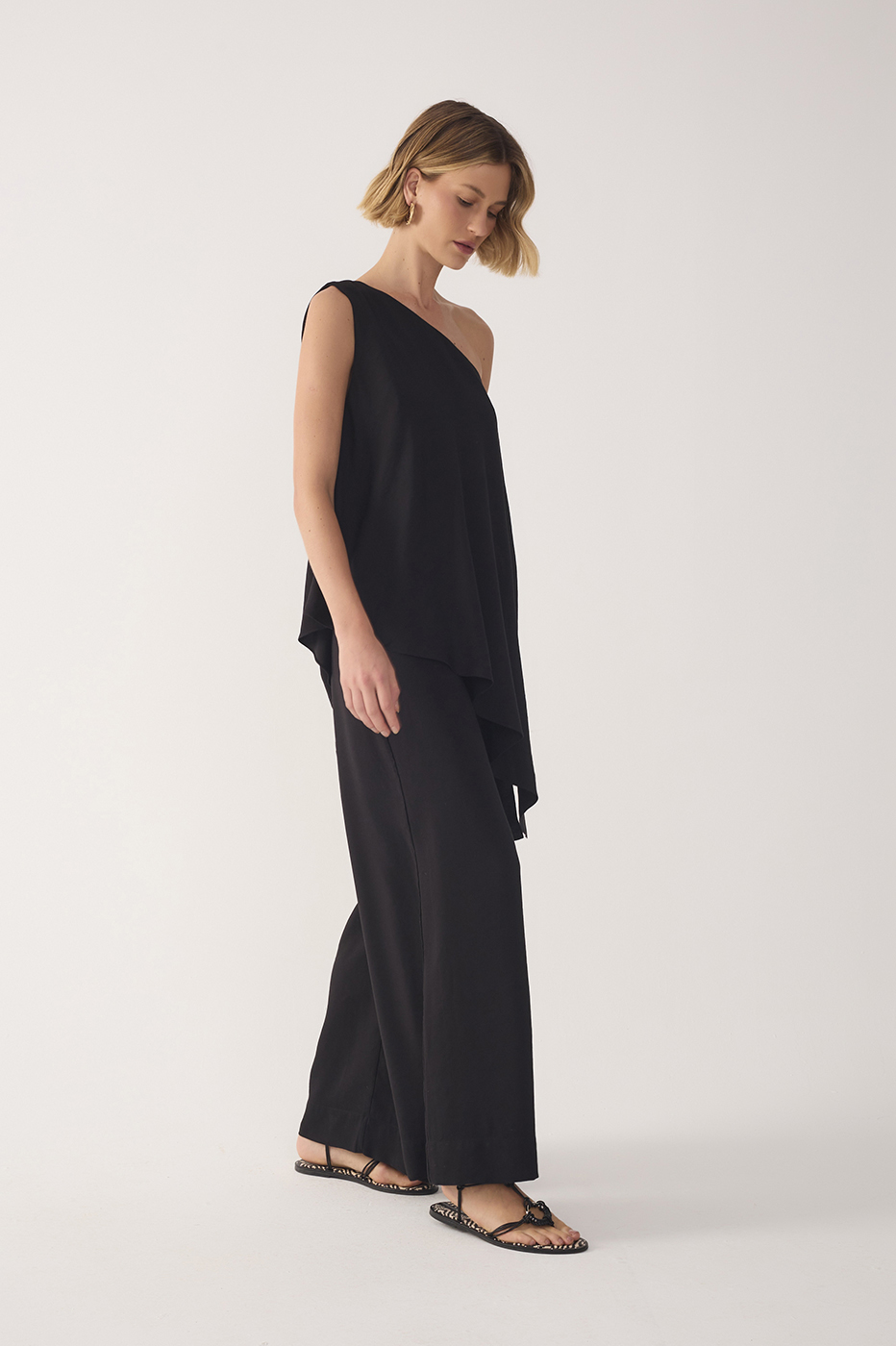 One-Shoulder Overlay Jumpsuit