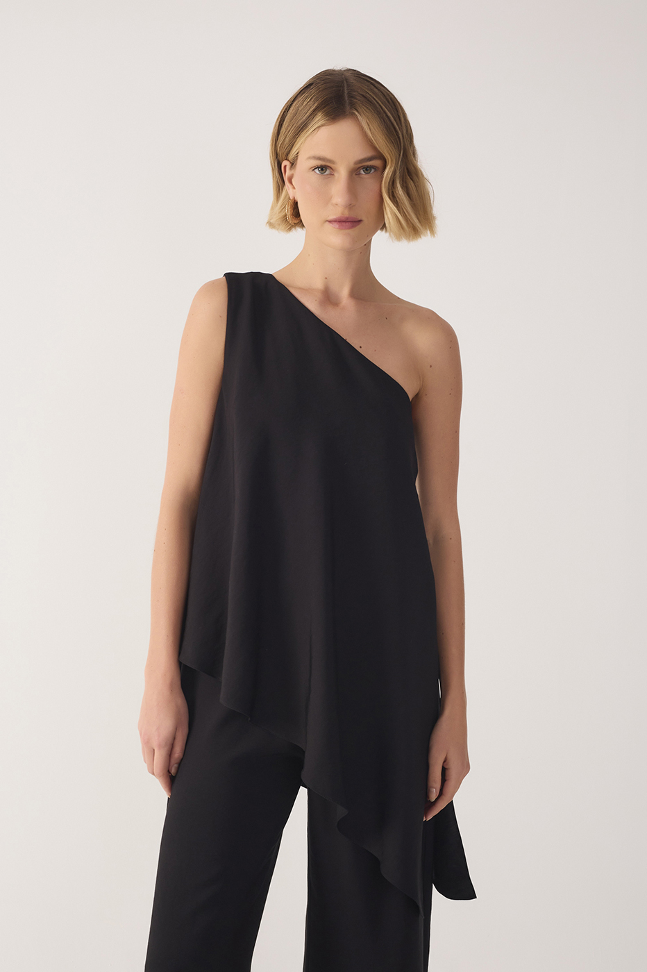 One-Shoulder Overlay Jumpsuit