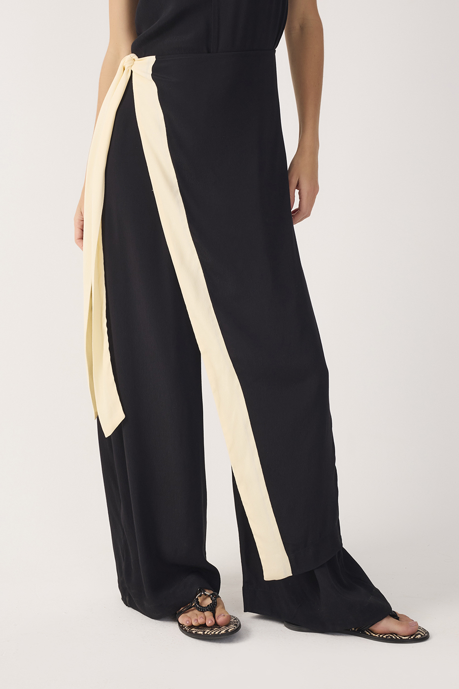 Black Side Tie Crepe Jumpsuit