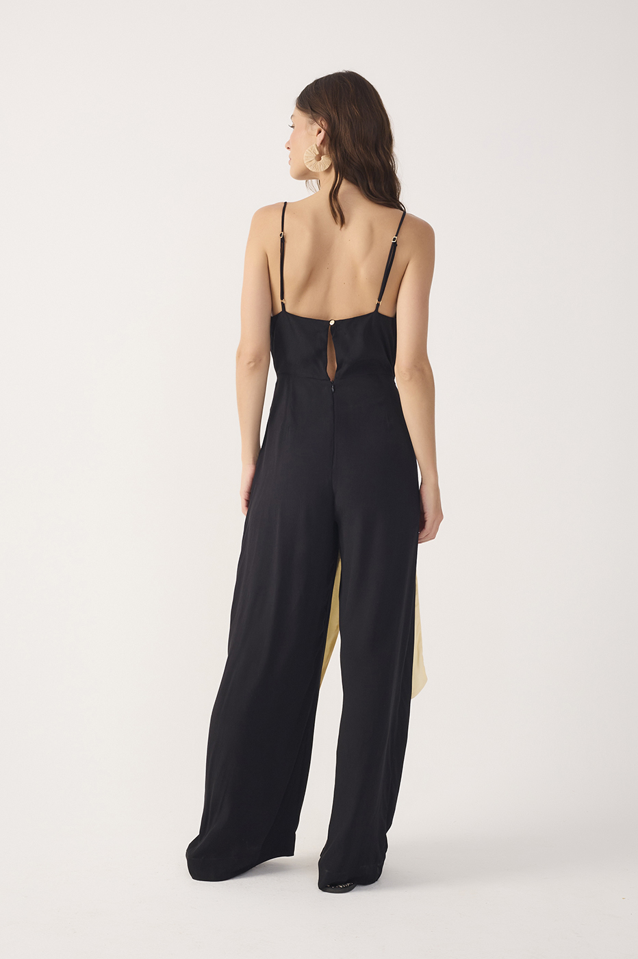 Black Side Tie Crepe Jumpsuit