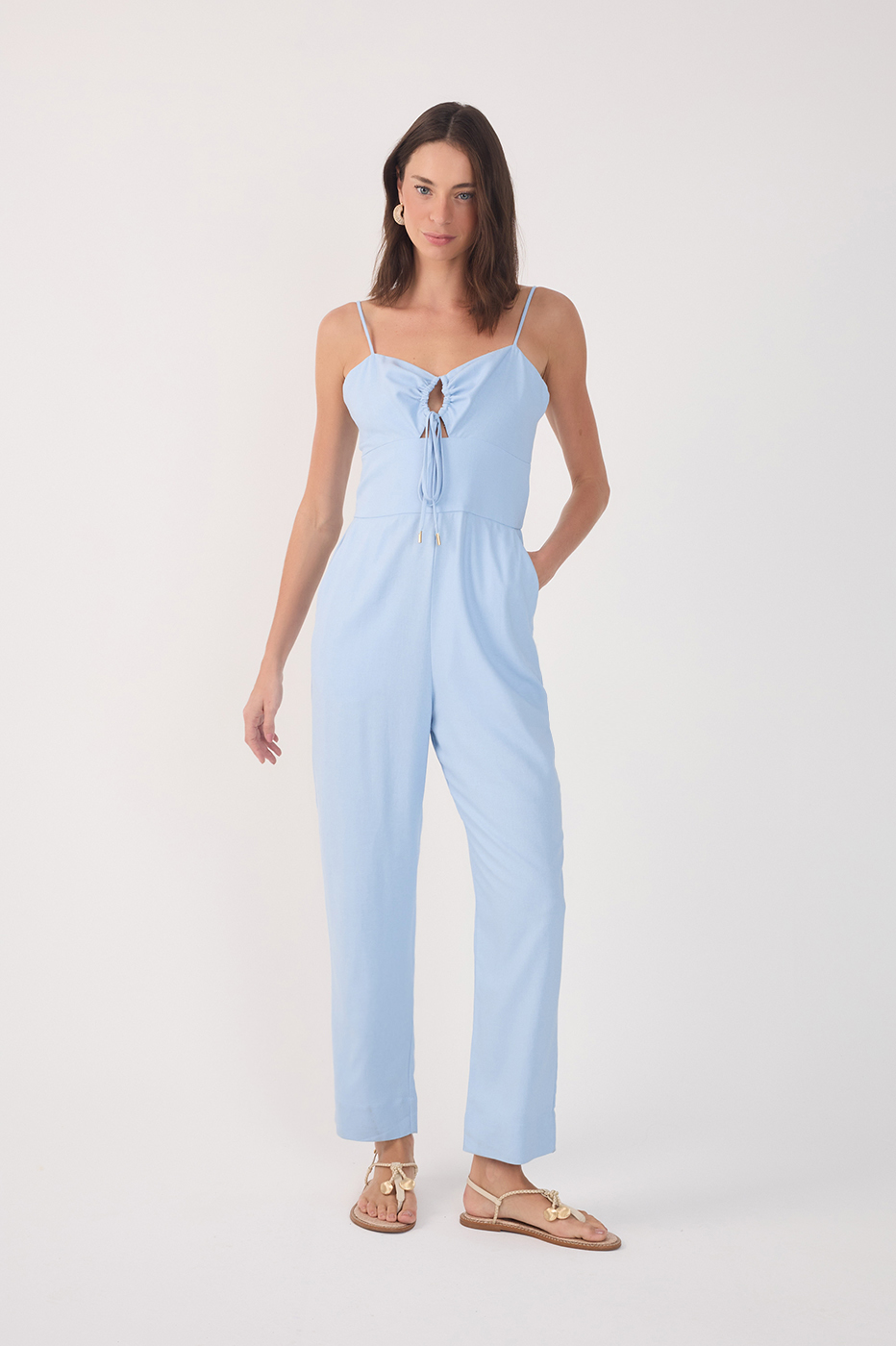 Linen Cutout Bust Jumpsuit