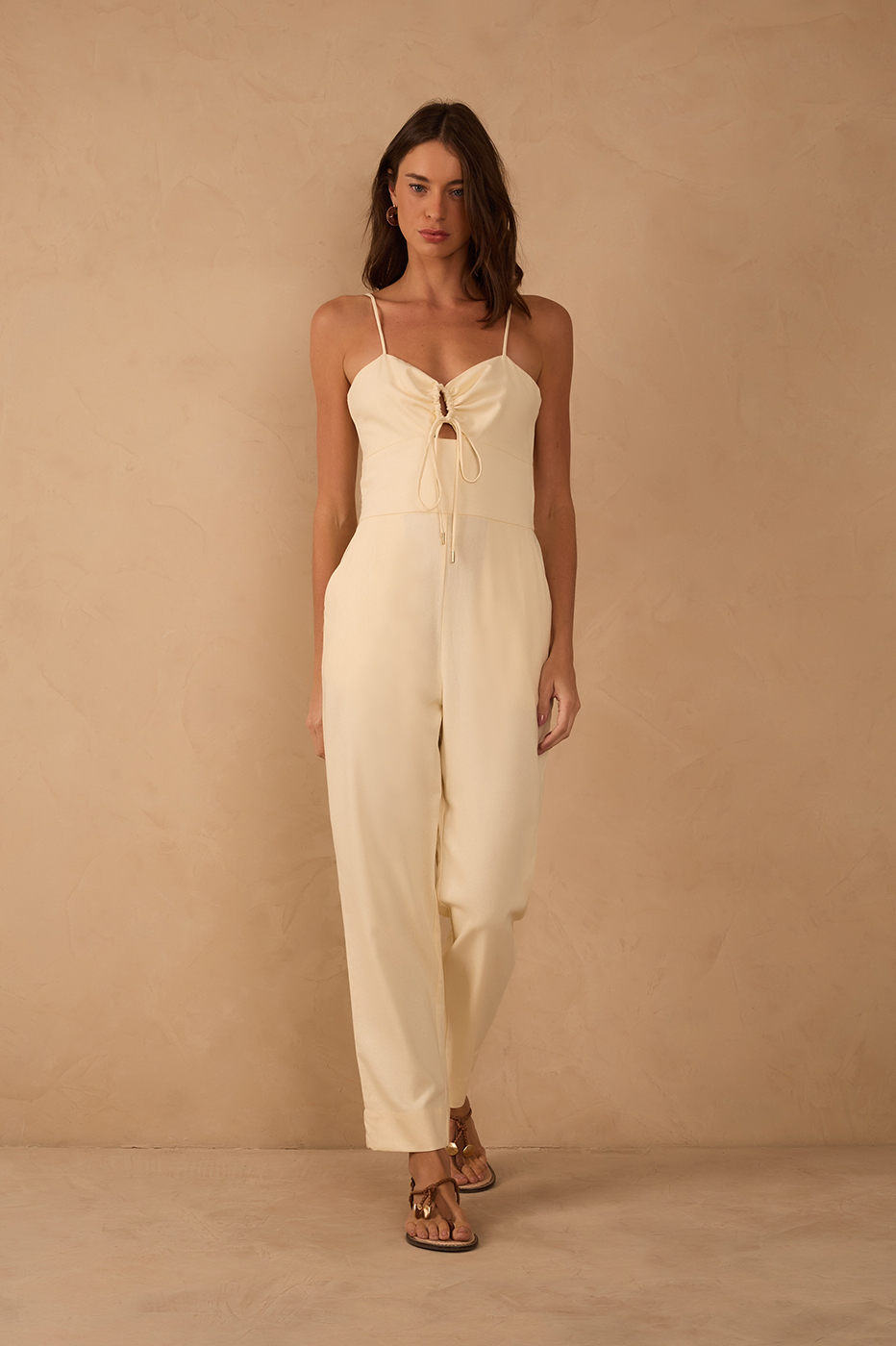 Linen Cutout Bust Jumpsuit