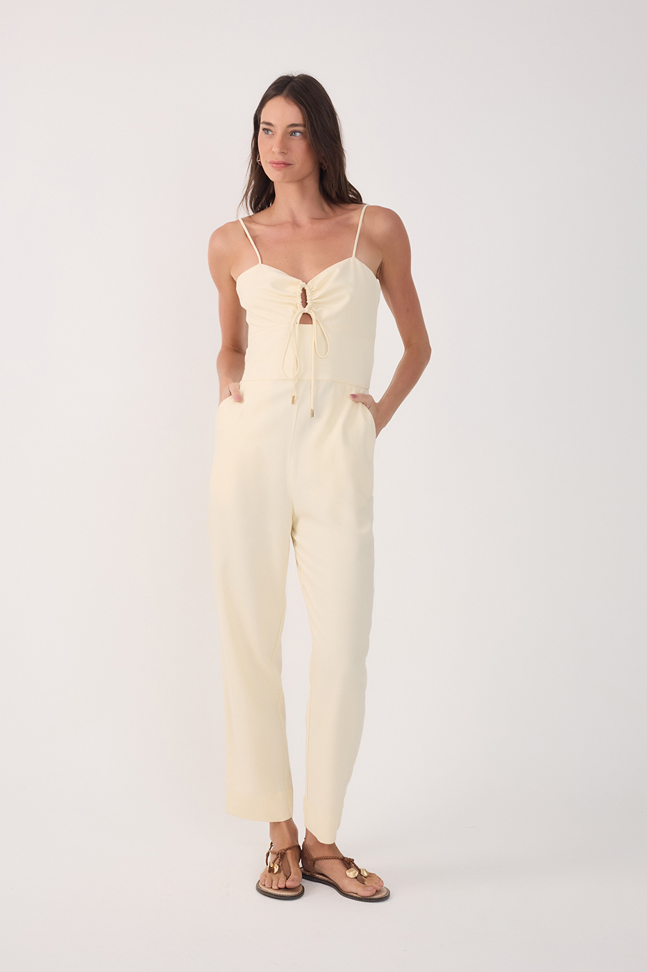 Linen Cutout Bust Jumpsuit