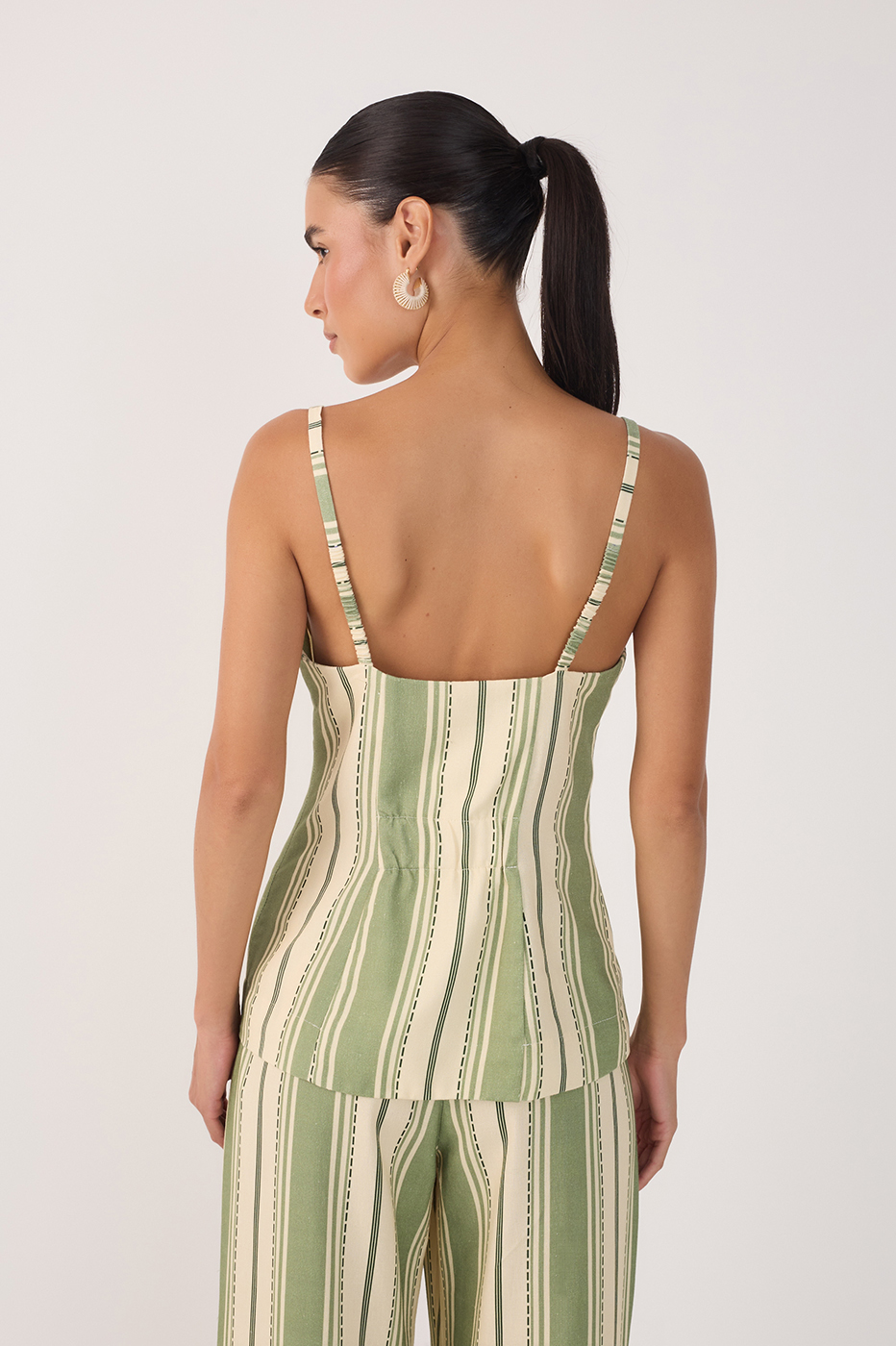 Green Descanso Stripes Sleeveless Vest