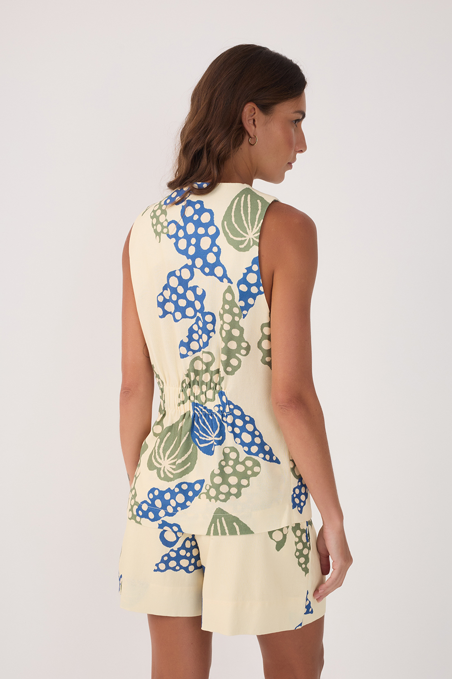 Beige Begonia Plunging Neck Maxi Vest