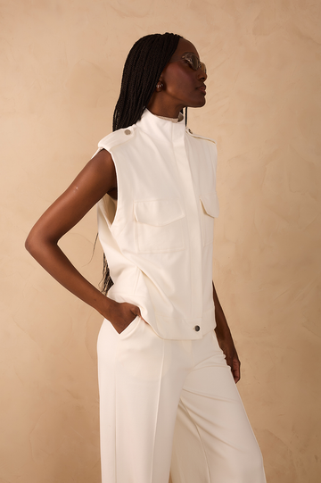Off-White High Neck Tailored Vest