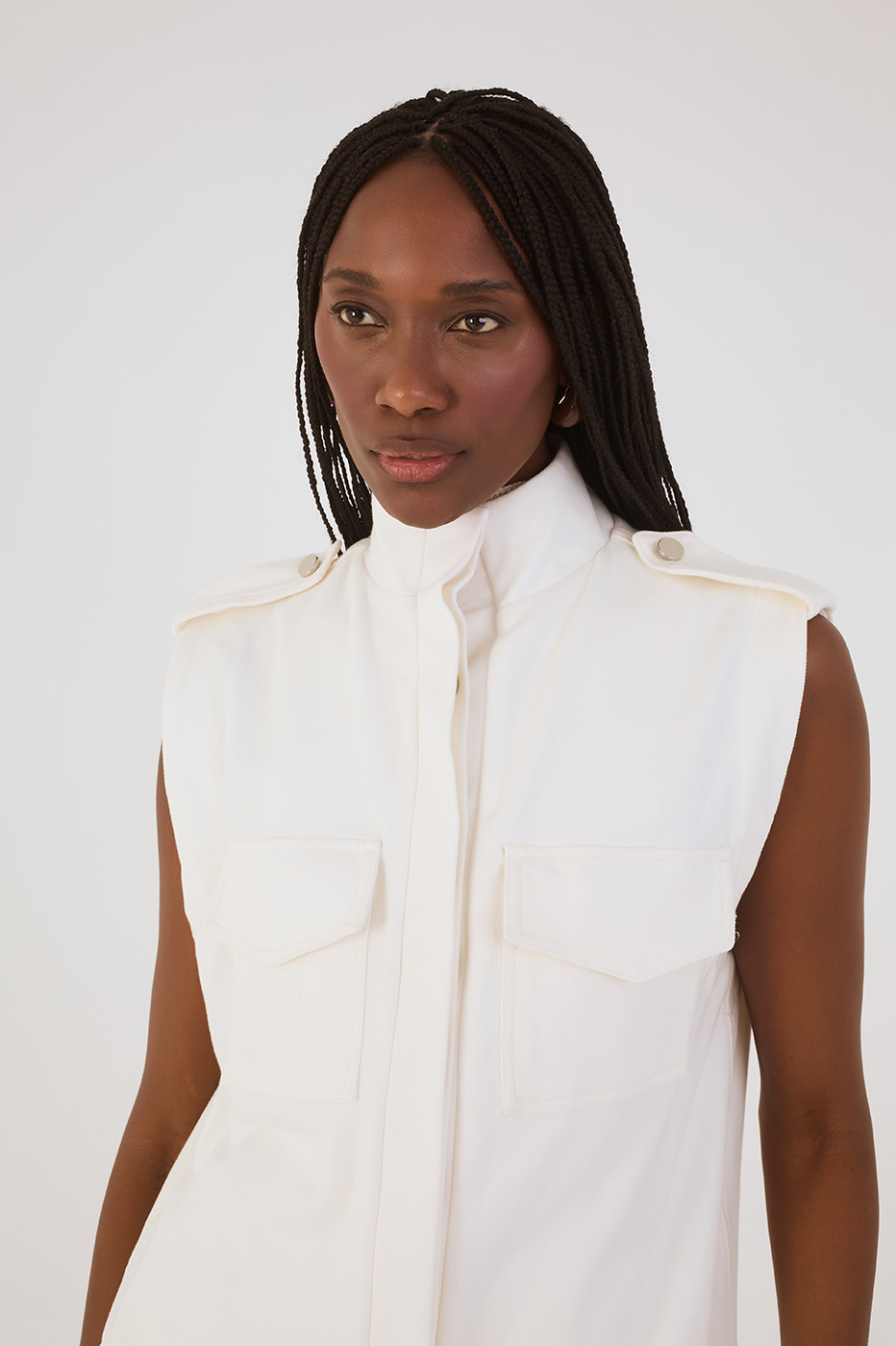 Off-White High Neck Tailored Vest