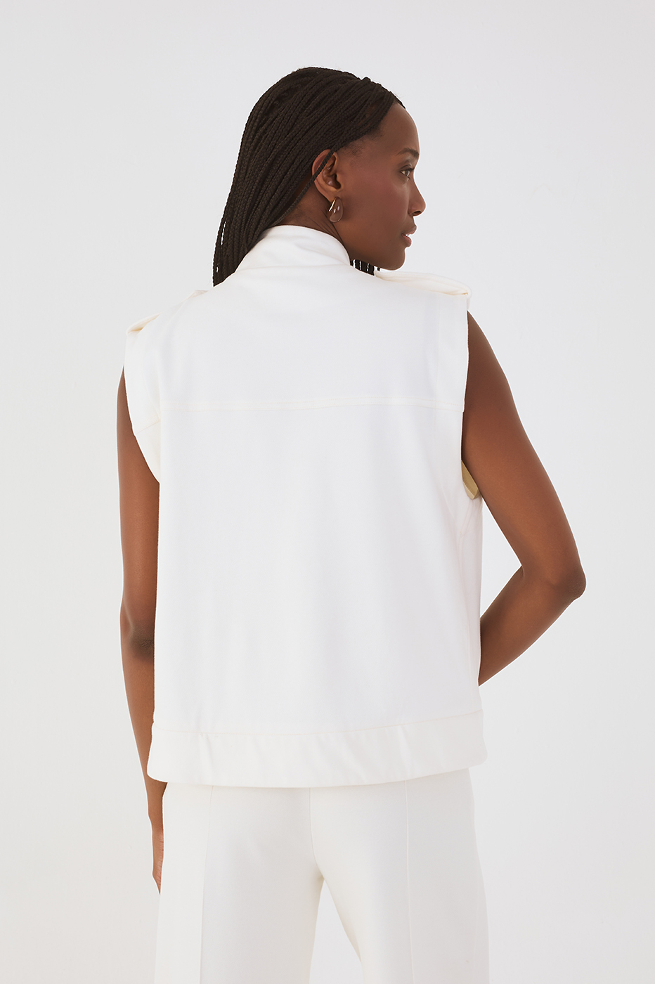 Off-White High Neck Tailored Vest