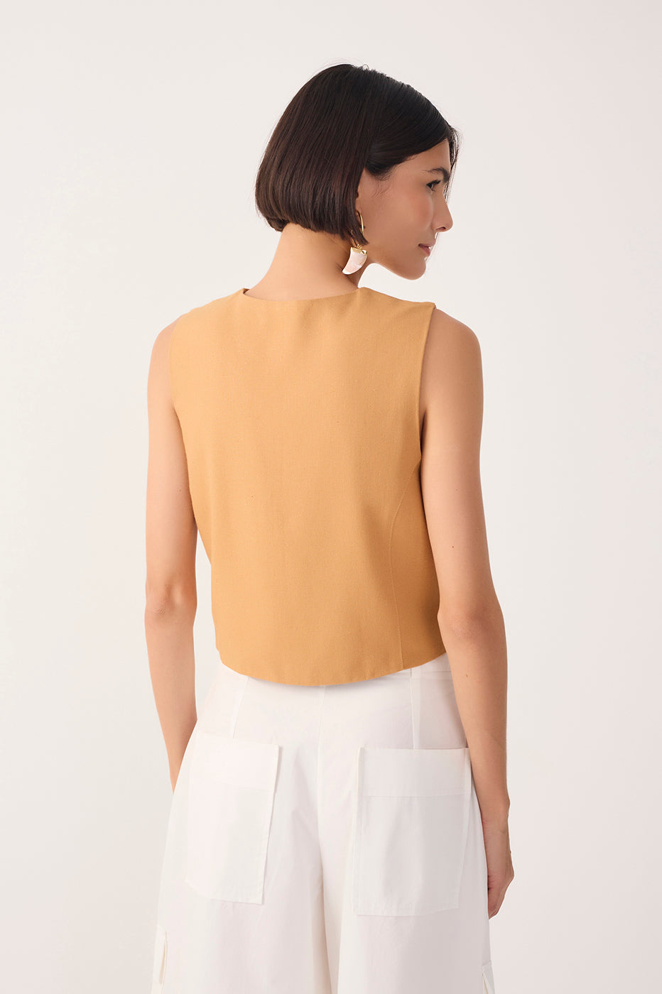 Linen Shell Buttons Vest