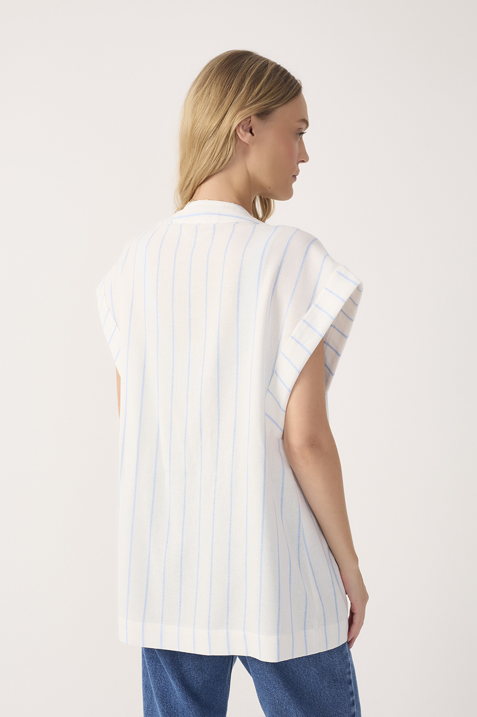 Off-White Stripes Front-Tie Linen Vest
