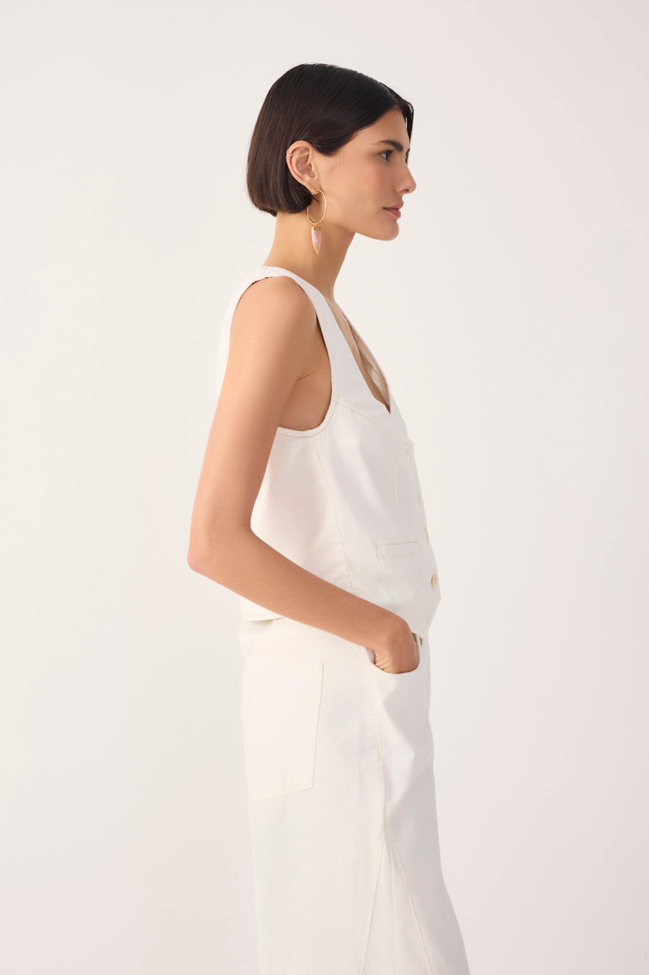Off-White Buttoned Topstitching Twill Vest