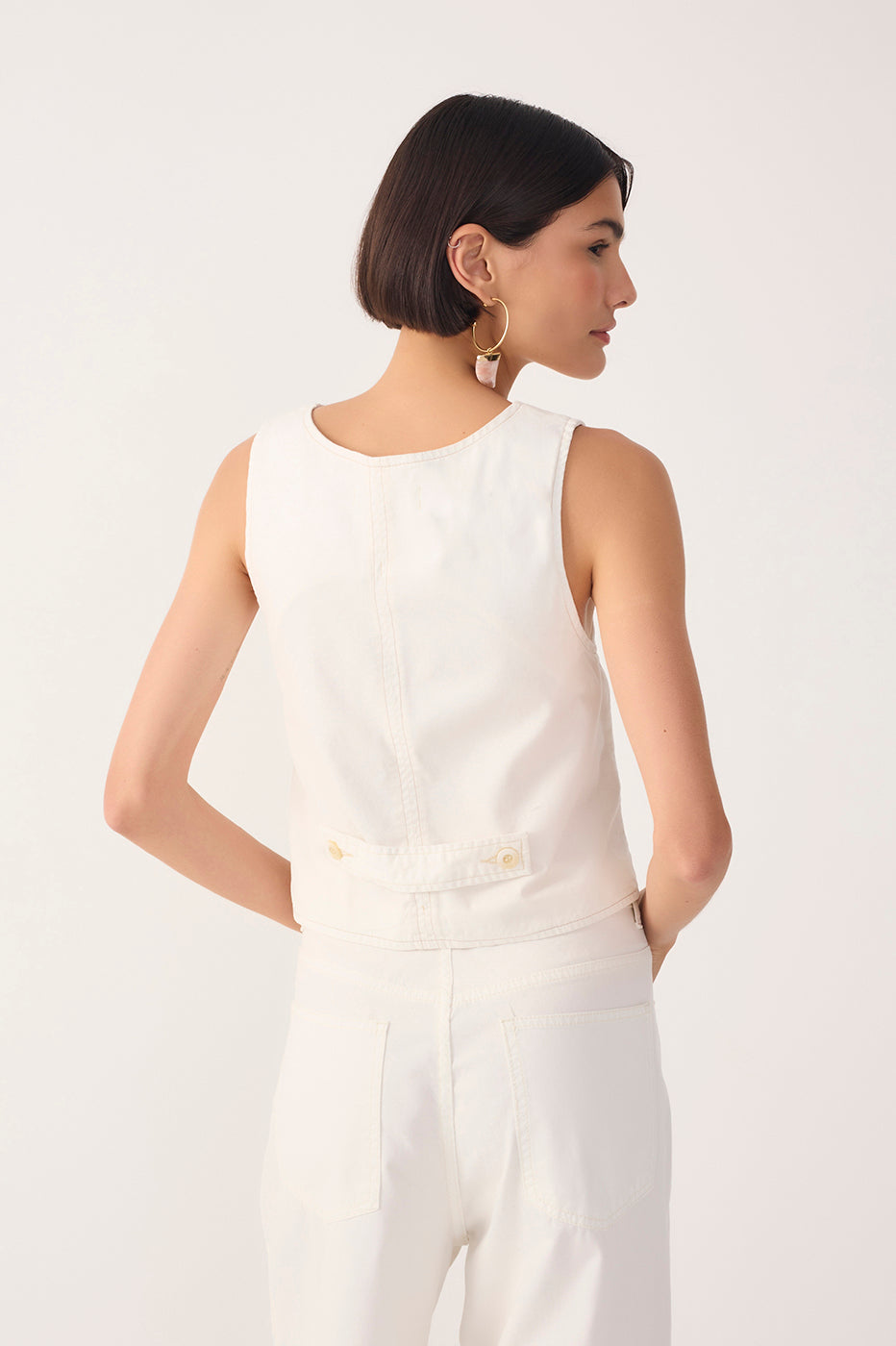 Off-White Buttoned Topstitching Twill Vest