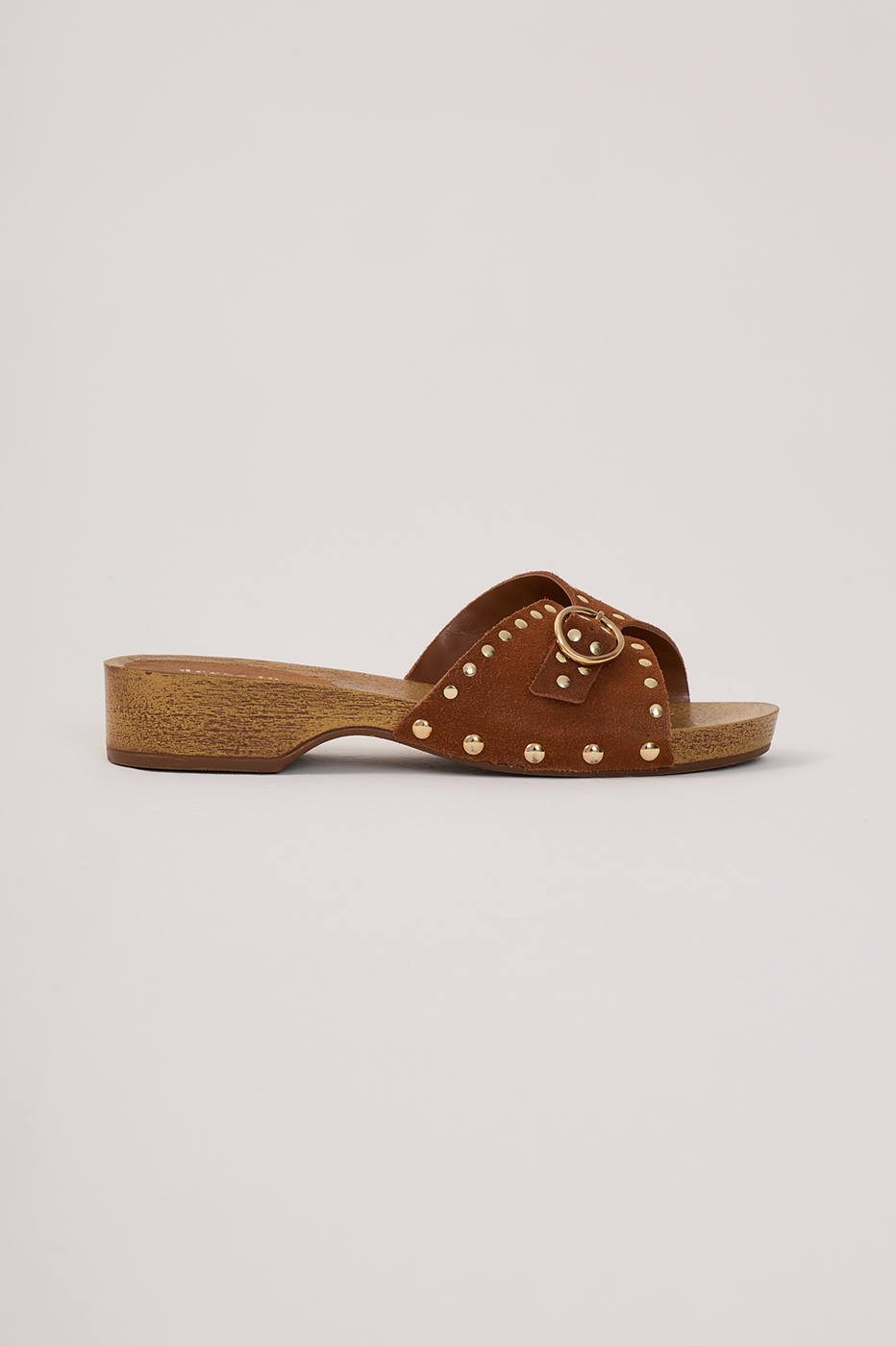 Brown Cedro Studded Side Buckle Sandal