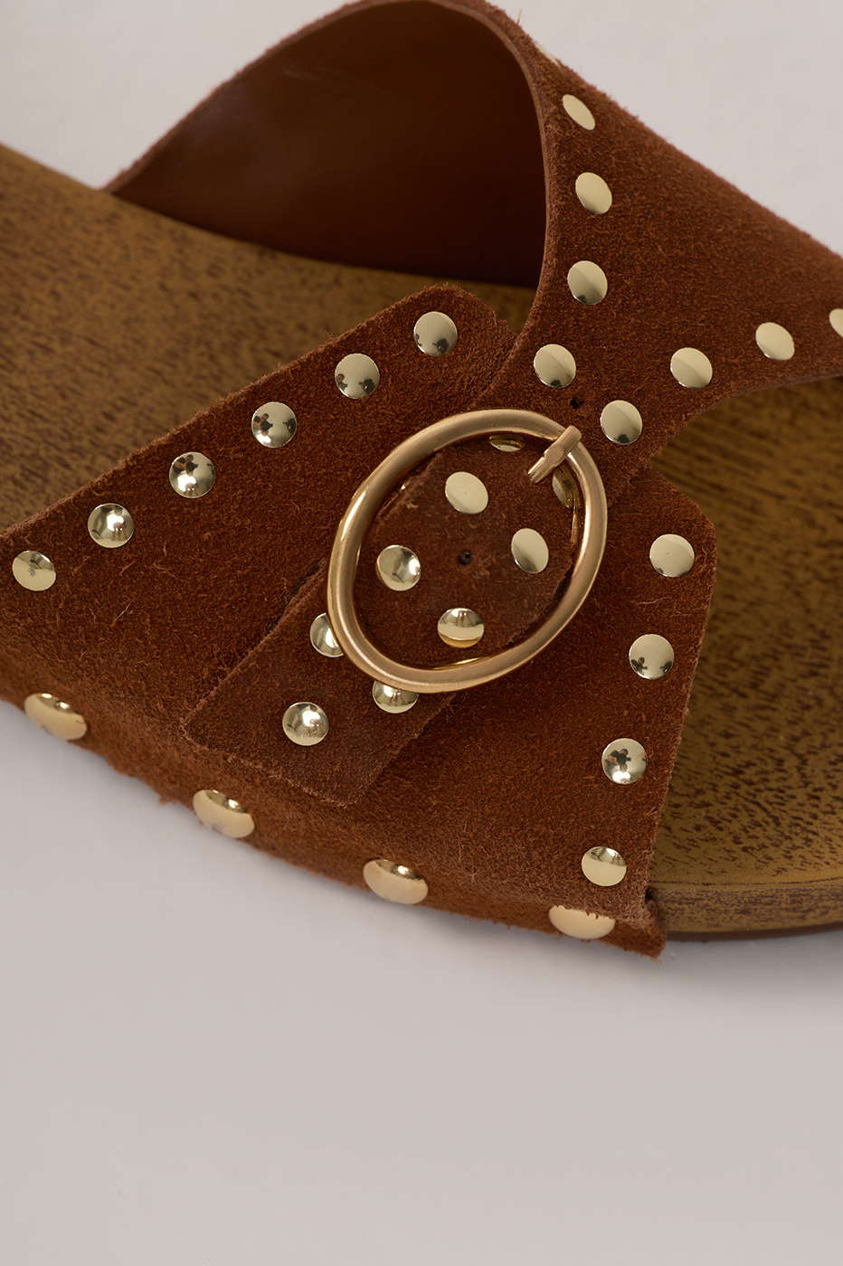 Brown Cedro Studded Side Buckle Sandal