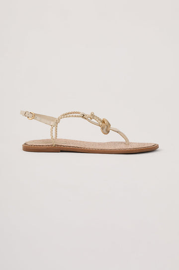 Beige Shell Pendant Flat Sandal