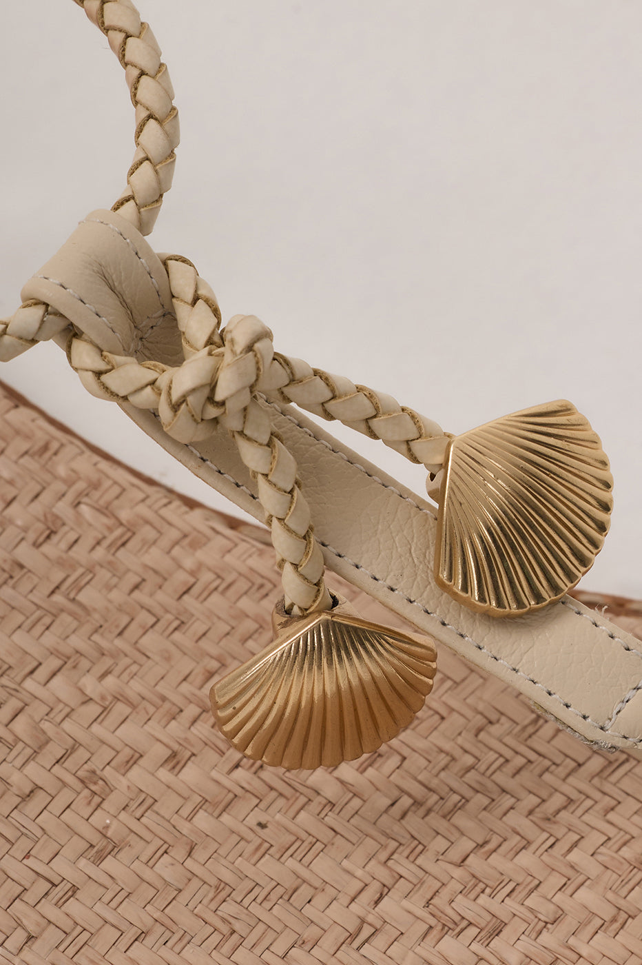 Beige Shell Pendant Flat Sandal