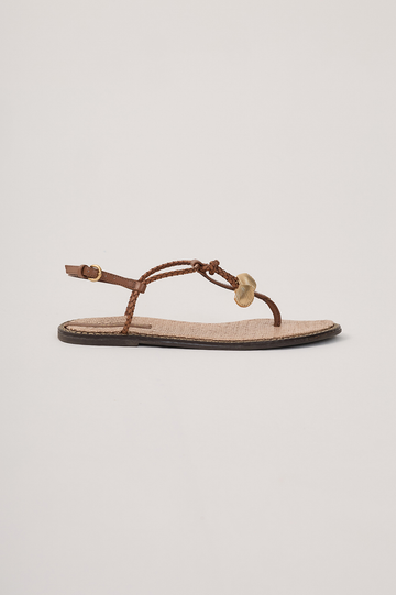 Brown Shell Pendant Flat Sandal