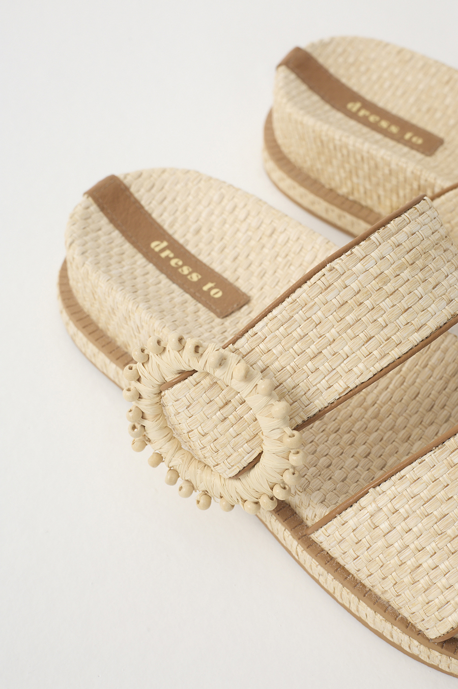 Beige Brisa Tropical Straw Sandals
