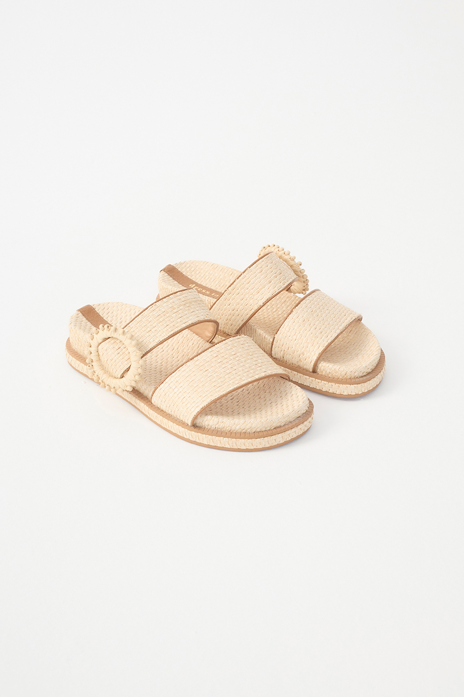 Beige Brisa Tropical Straw Sandals