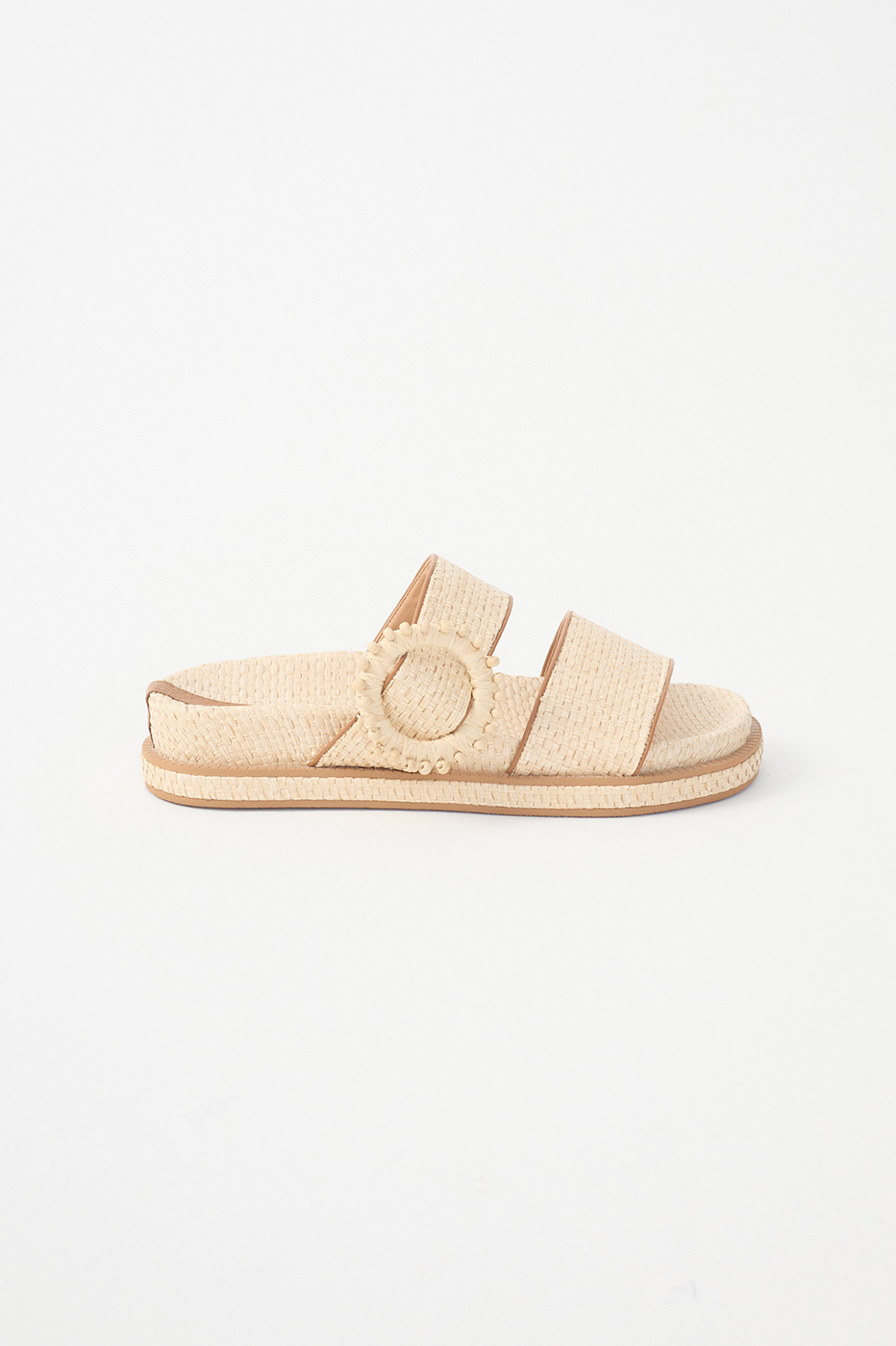 Beige Brisa Tropical Straw Sandals