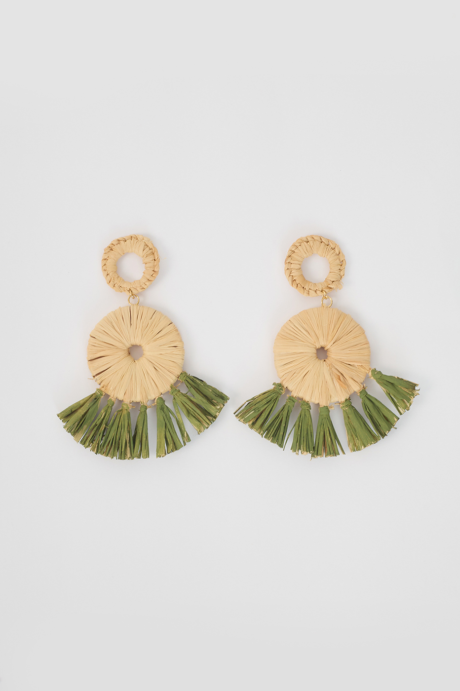 Beige Tropicana Straw Earrings