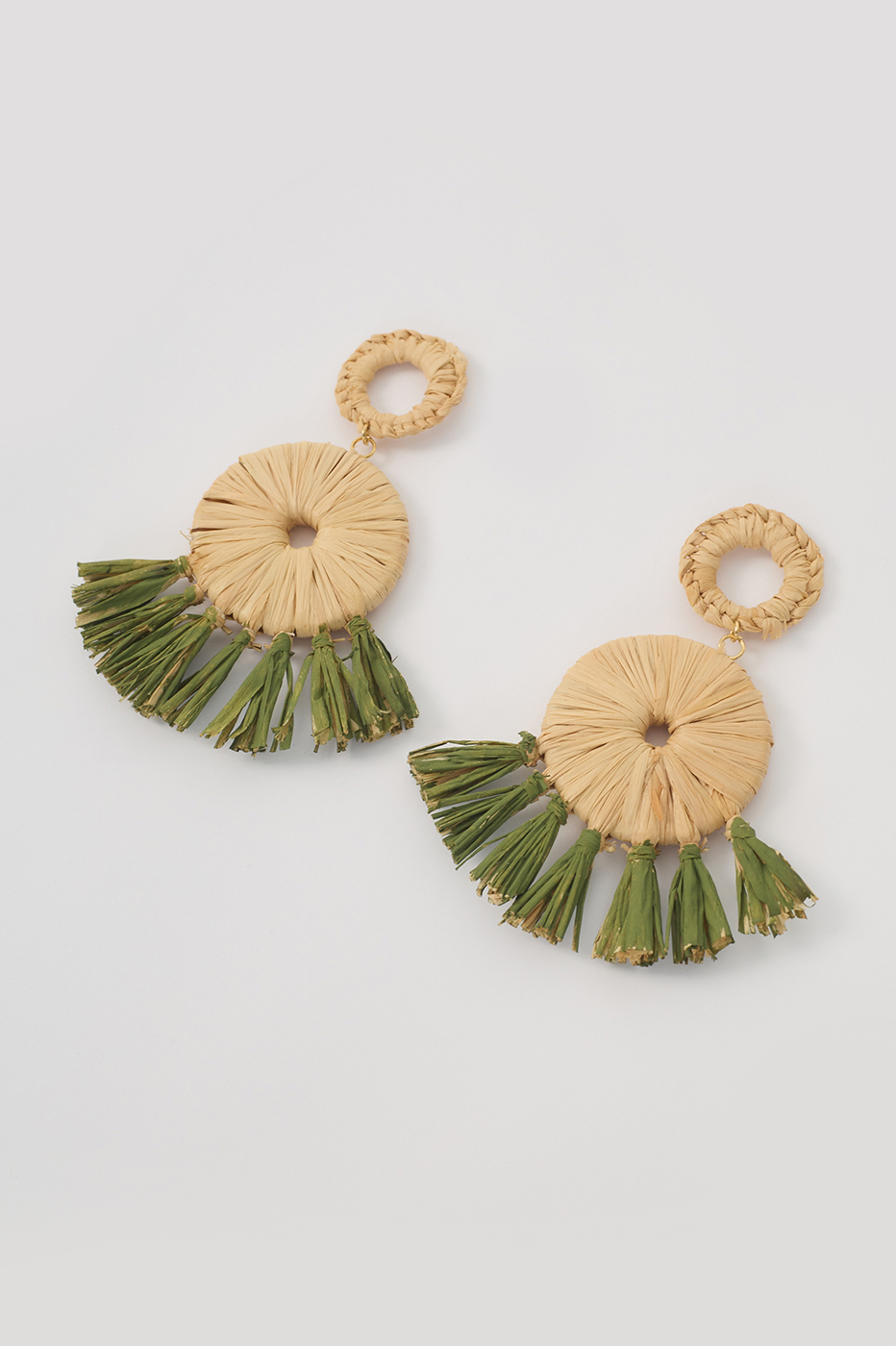Beige Tropicana Straw Earrings