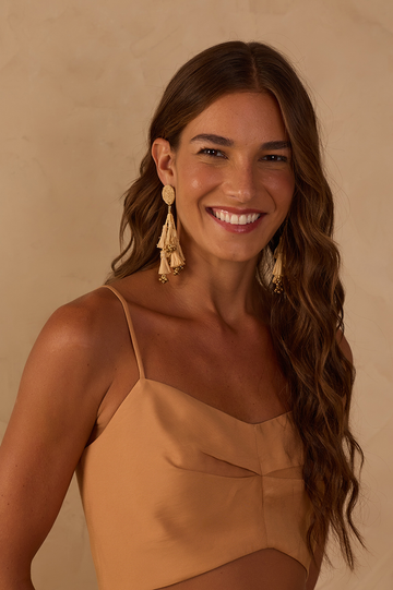 Beige Verdejar Straw Earrings