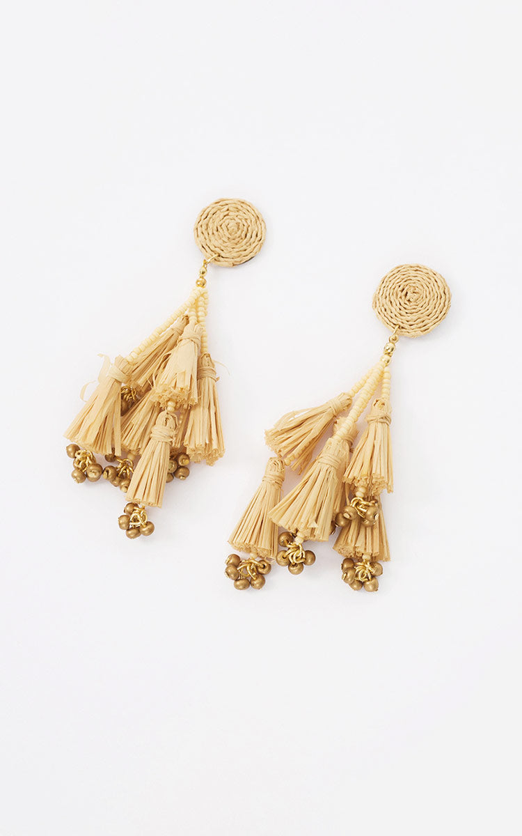 Beige Verdejar Straw Earrings