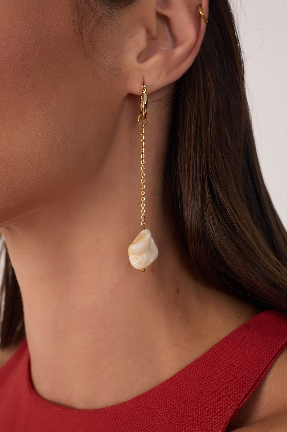 Asymmetric Mother-of-Pearl Earrings