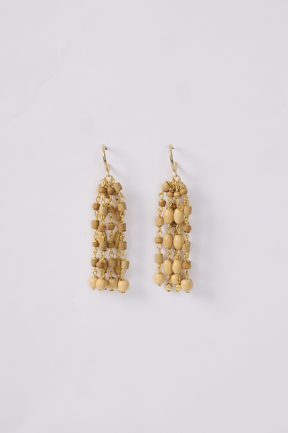 Beige Som do Mar Wooden Beads Earrings