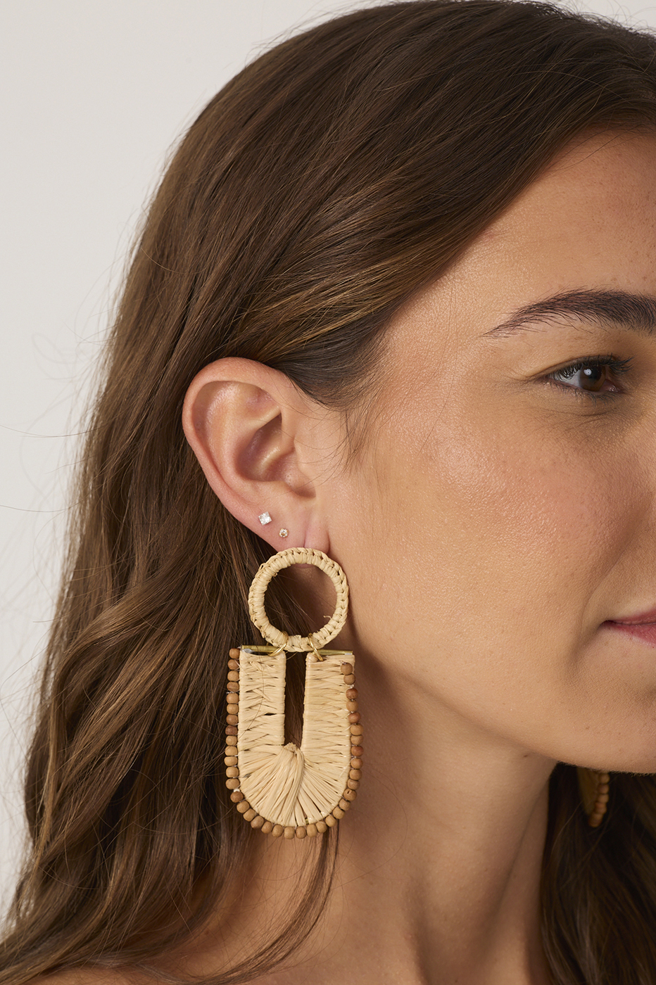 Beige Summery Straw Earrings